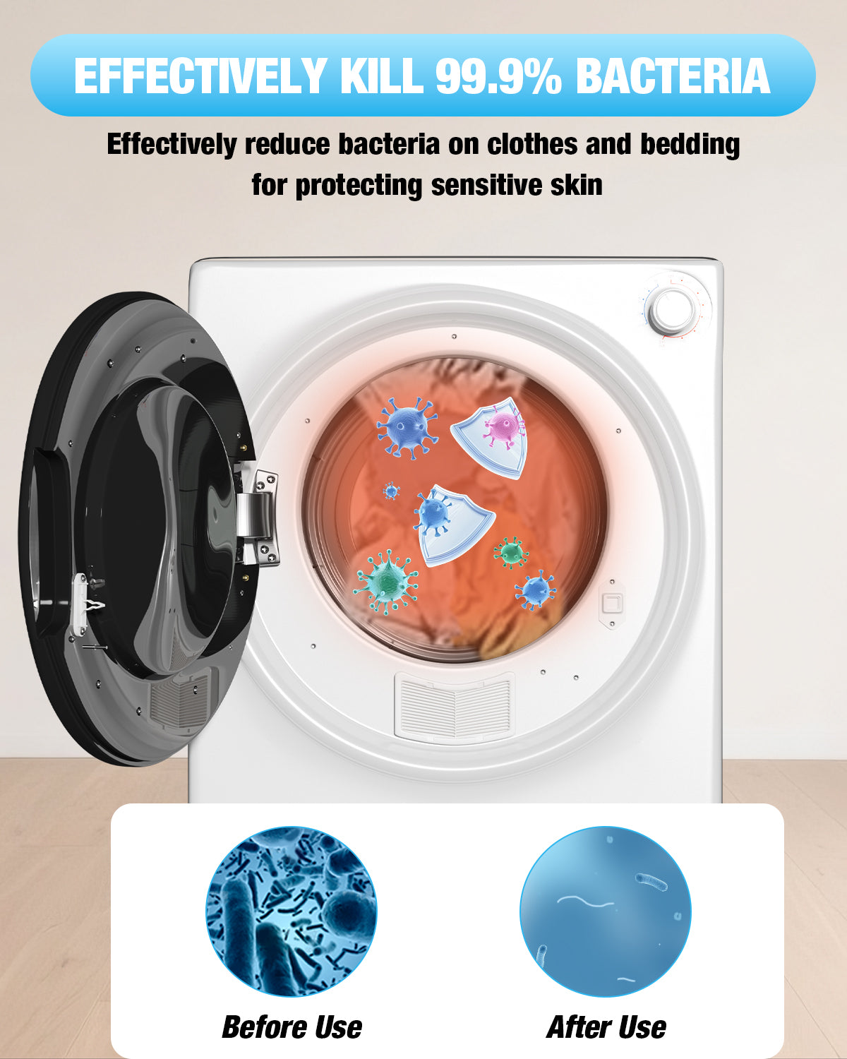 TABU Washer and Dryer Set, 19LBS Fully Automatic Washing Machine & 10LBS Clothes Dryer (White&White)