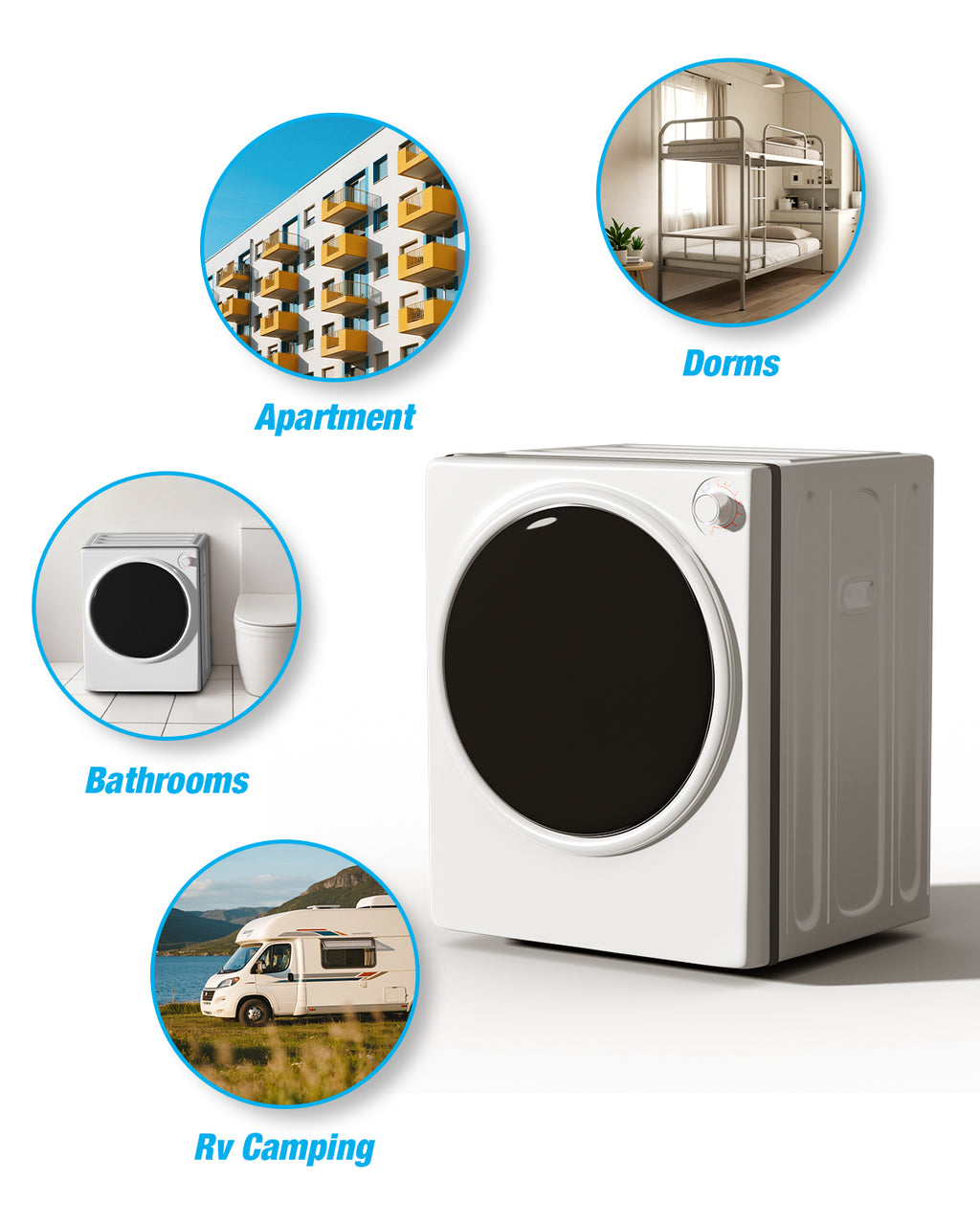 TABU Washer and Dryer Set, 19LBS Fully Automatic Washing Machine & 10LBS Clothes Dryer (White&White)